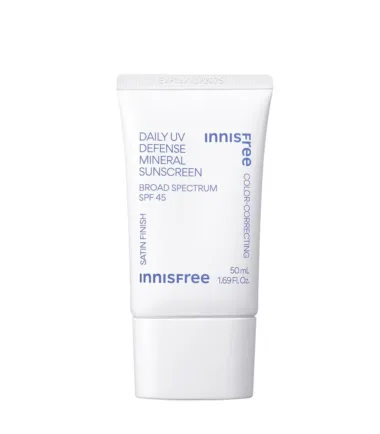 Innisfree Daily UV Defense Mineral Sunscreen Broad Spectrum SPF 45 with Color Correcting